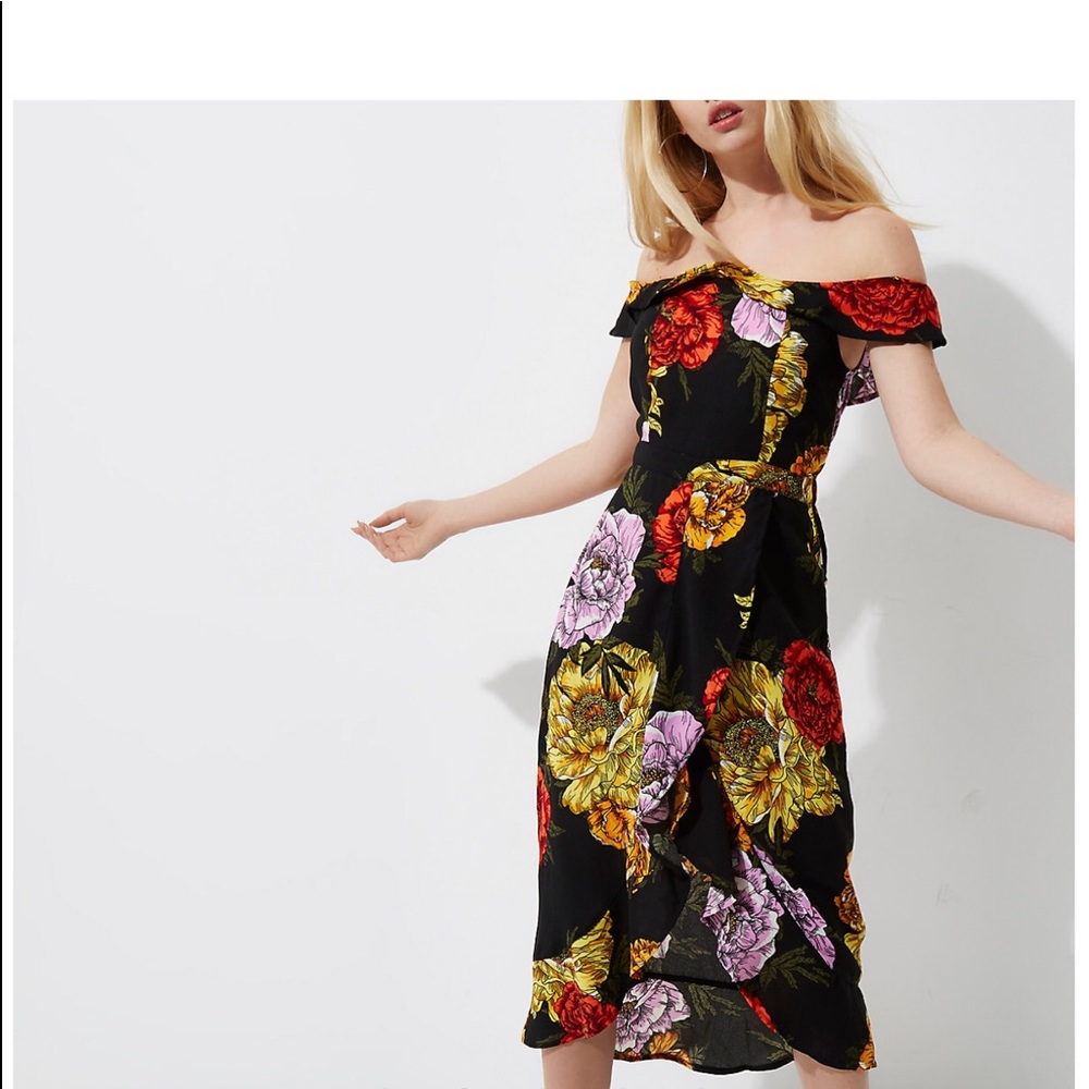 NWT! River Island Floral Bardot Dress